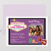 Vegas Weekend Bachelorette Party Invite (lavender) Kaart (Voorkant / Achterkant)