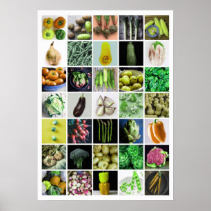 VEGETABELLEN Collage - Geel/groen Poster