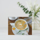 Vegetabla-soep met zure room briefkaart (Staand voorkant)
