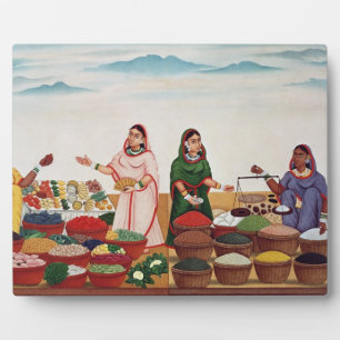 Vegetable and Spice Market at Benares, c.1840 (gou Fotoplaat