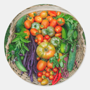 Vegetable Harvest Basket Ronde Sticker