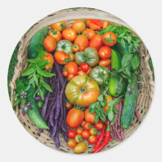 Vegetable Harvest Basket Ronde Sticker