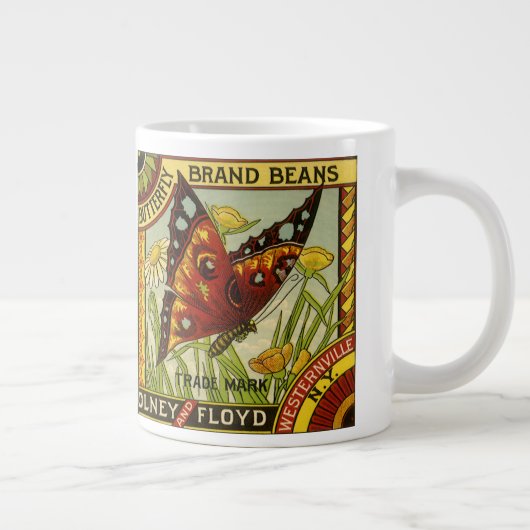 "Vegetable Label Art", "Butterfly Brand Bans" Jumbo Mok (Rechts)