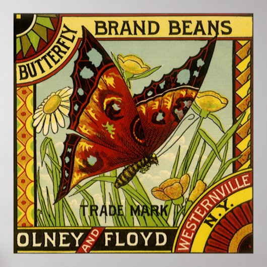 "Vegetable Label Art", "Butterfly Brand Bans" Poster (Voorkant)