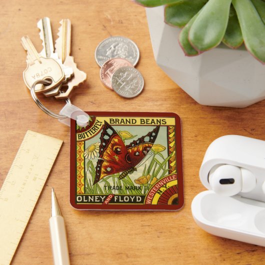  "Vegetable Label Art", "Butterfly Brand Bans" Sleutelhanger (Bureau)