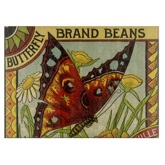  "Vegetable Label Art", "Butterfly Brand Bans" Snijplank (Voorkant)