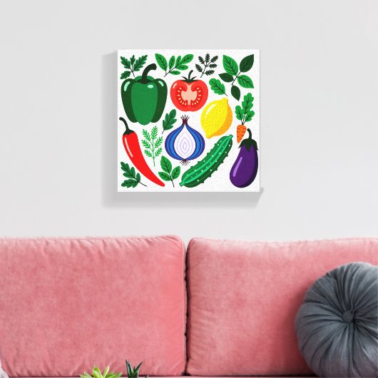 Vegetable pattern canvas afdruk (Insitu (Woonkamer))