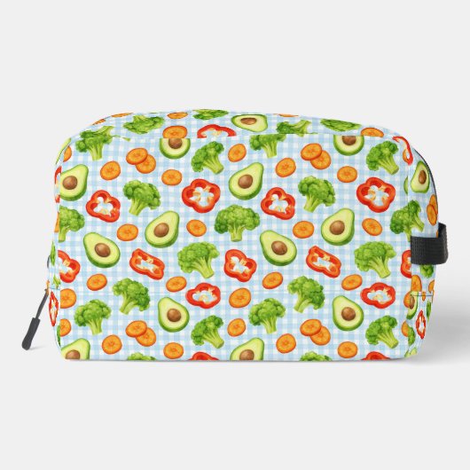 Vegetable Pattern on Blue Gingham Toilettasje (Achterkant)