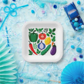 Vegetable pattern papieren bordje (Feest)