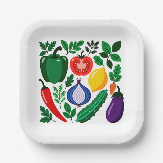 Vegetable pattern papieren bordje (Voorkant)