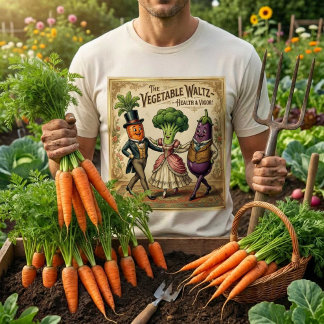 Vegetable Waltz Dancing Veggies Vintage Victorian T-shirt