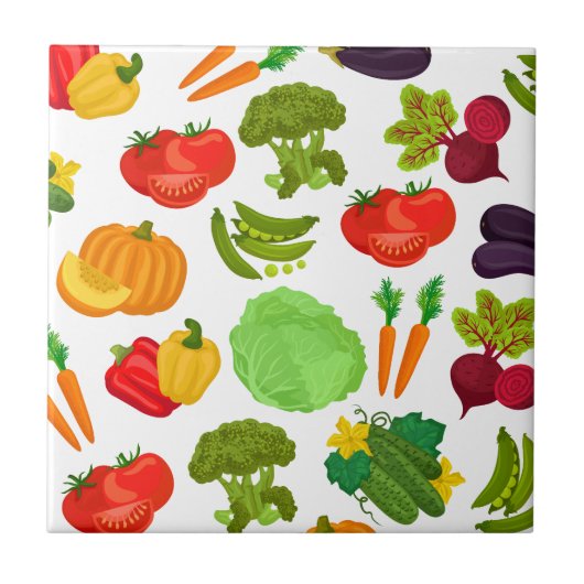 Vegetables Seamless Vegan Pattern Tegeltje (Voorkant)