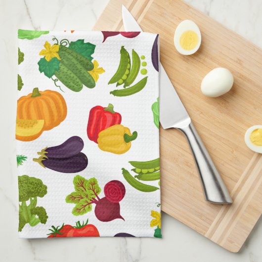 Vegetables Seamless Vegan Pattern Theedoek (Quarter Fold)