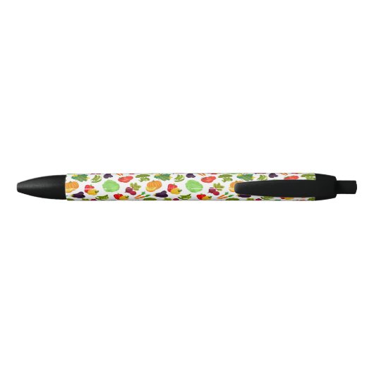 Vegetables Seamless Vegan Pattern Zwarte Inkt Pen (Achterkant)