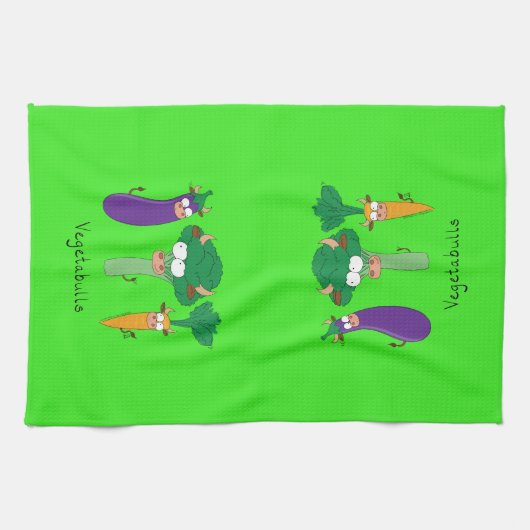 Vegetabulls Vegetable Bulls Funny Kitchen Towel Theedoek (Horizontaal)