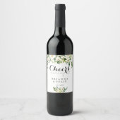 Végétal Blanc Floral Cheers Vins Mariage Étiquette (Devant)