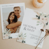 Végétal Blanc Floral Faire-part de mariage Victori