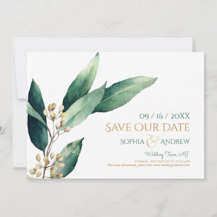Végétal botanique moderne rustique save the date