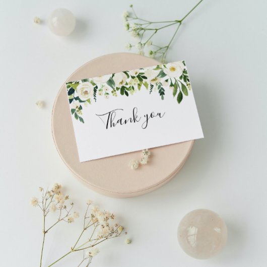 Végétal floral blanc calligraphie Merci