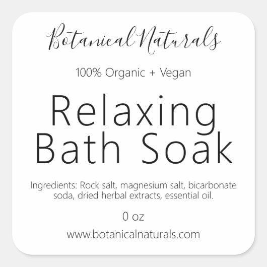 Végétal Pur Bio Étiquettes de bain fait main (Devant)