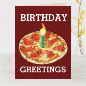 VEGETARIAANSE ITALIAANSE PIZZA BIRTHDAAGKAARTEN KAART (Gele Bloem)