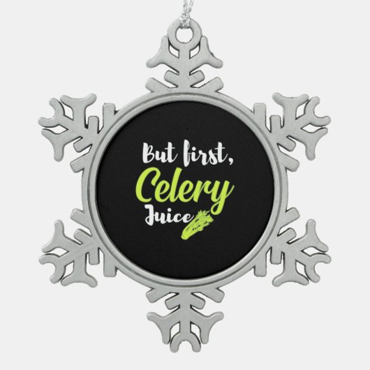 Vegetarian but first Celery Juice Tin Sneeuwvlok Ornament (Voorkant)