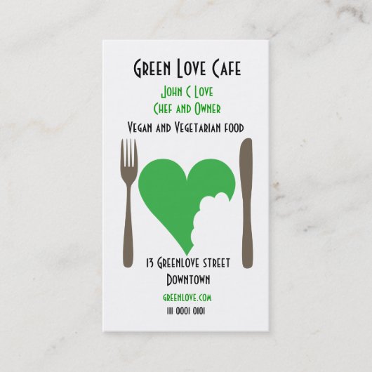 Vegetarian Cafe visitekaartje (Voorkant)