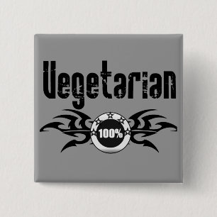 Vegetarian Grunge Winged Embleem Vierkante Button 5,1 Cm