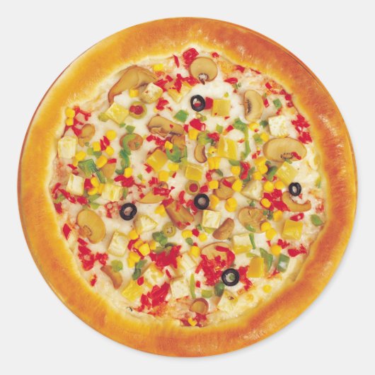 Vegetarian Pizza Ronde Sticker (Voorkant)