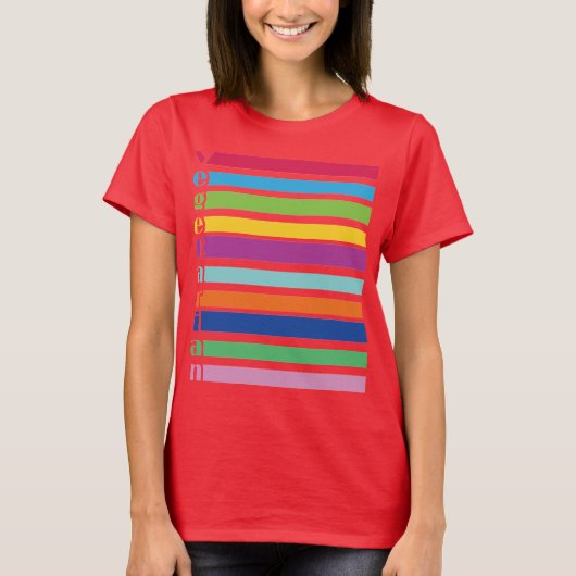 Vegetarian Retro Stripe T-shirt (Voorkant)
