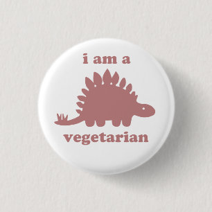 Vegetarian Stegosaurus Dinosaur - Roze Ronde Button 3,2 Cm