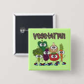 Vegetariër Vierkante Button 5,1 Cm (Voorkant /achterkant)