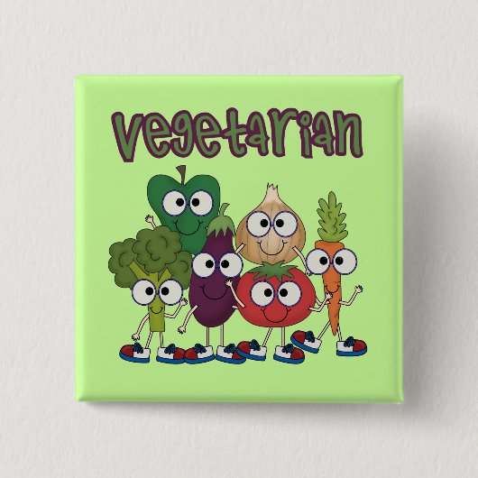 Vegetariër Vierkante Button 5,1 Cm (Voorkant)