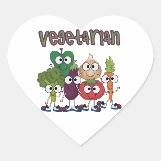 Vegetarisch Hart Sticker (Voorkant)