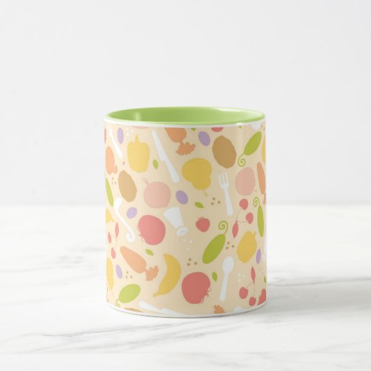 Vegetarisch kookpatroon achtergrond mok (Midden)