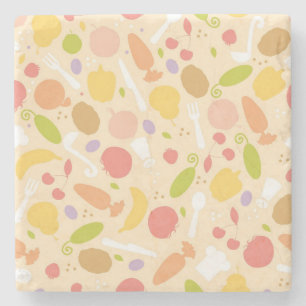 Vegetarisch kookpatroon achtergrond stenen onderzetter