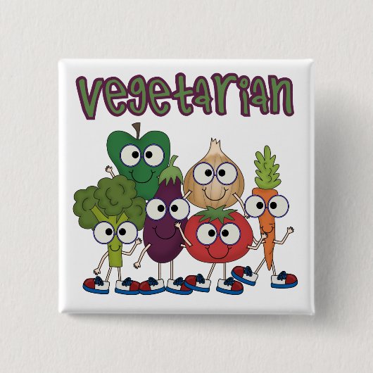 Vegetarisch Vierkante Button 5,1 Cm (Voorkant)