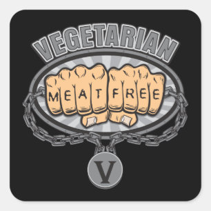 Vegetarische lijsten vierkante sticker