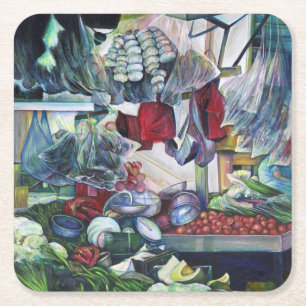 Vegetatian Club komt hier bijeen Vierkante Kartonnen Onderzetter