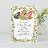 Végétation Bois Animaux Baby shower Invitation (Debout devant)