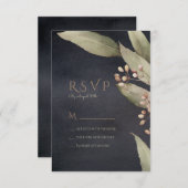 Végétation botanique foncée Mariage rustique RSVP (Devant / Derrière)