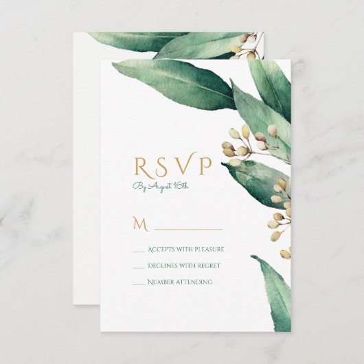Végétation botanique moderne mariage rustique RSVP (Devant / Derrière)