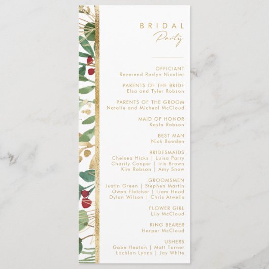 Végétation de Noël moderne | Programme de mariage (Dos)