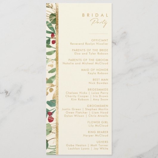 Végétation de Noël moderne | Programme de mariage  (Dos)