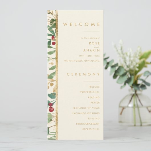 Végétation de Noël moderne | Programme de mariage (Debout devant)