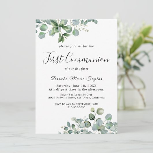 Végétation d'été Première communion Invitation (Debout devant)