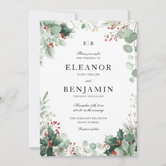 Végétation d'hiver Faire-part de mariage de Noël (Devant)