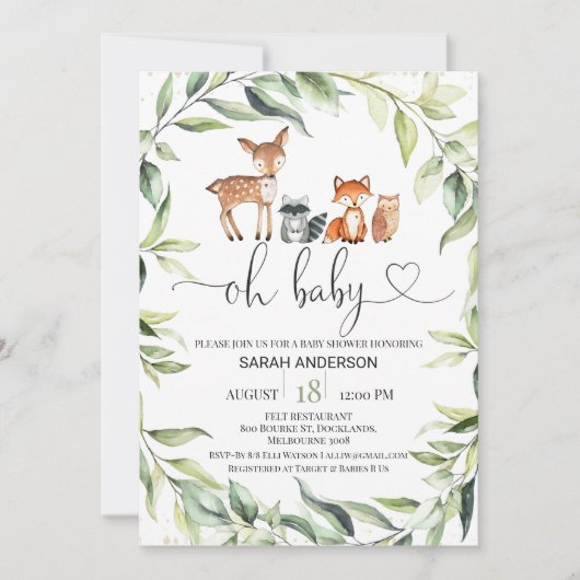 Végétation Foliage Bois Baby shower Invitation (Devant)
