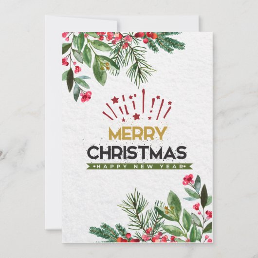 Végétation moderne Noël Invitation (Dos)