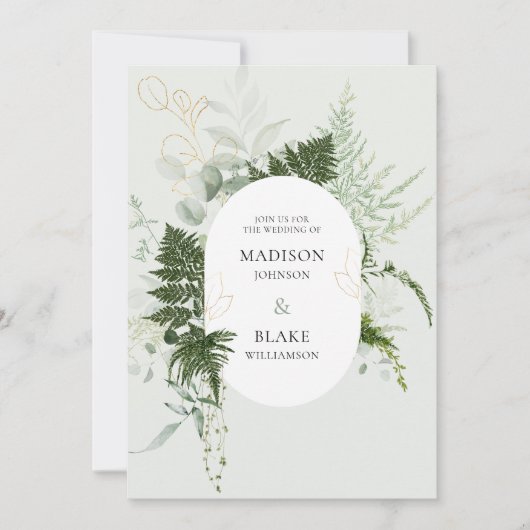 Végétation romantique Bois Wild Fern Invitation (Devant)